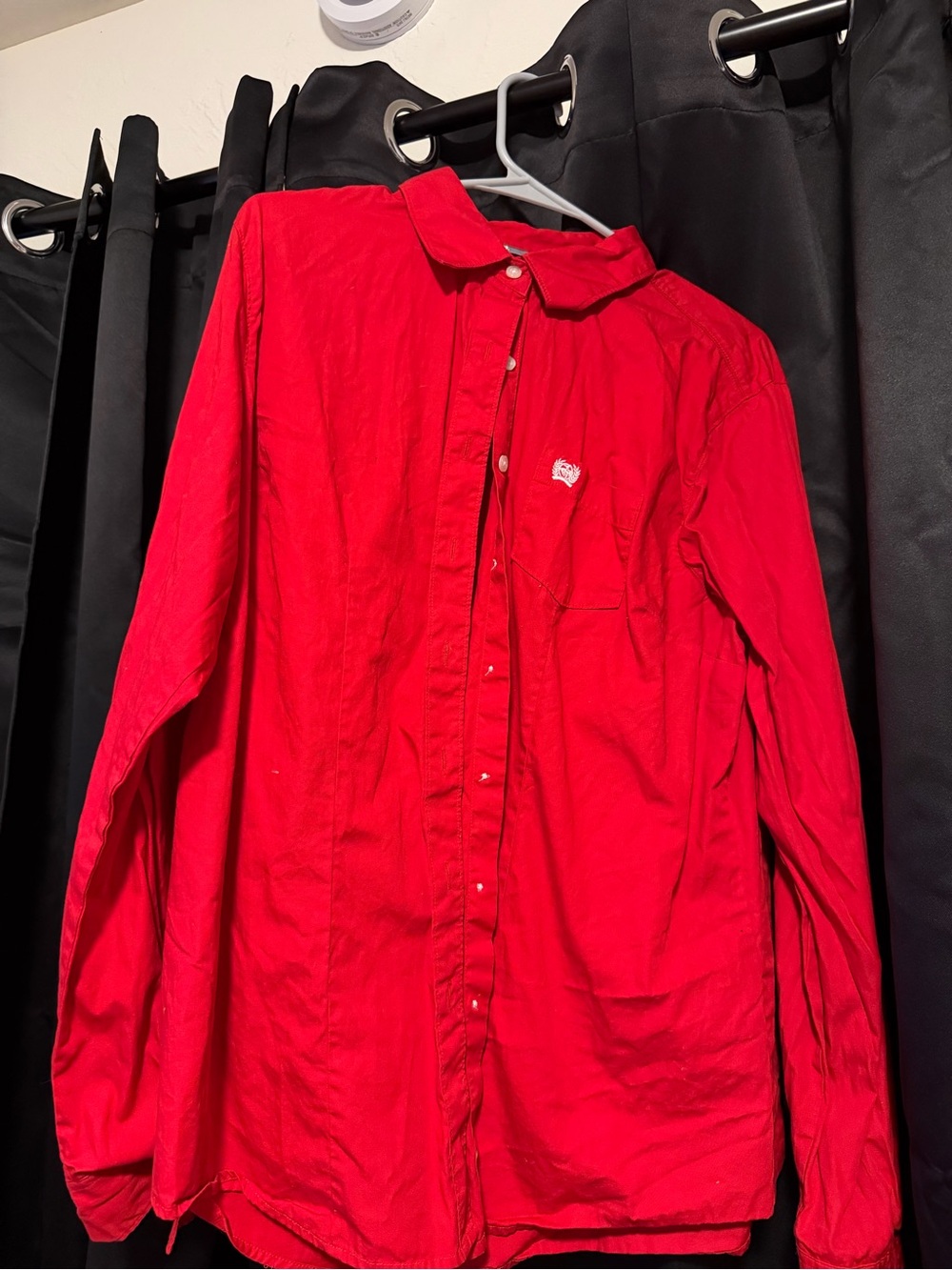 Womenβs red cinch button up shirt